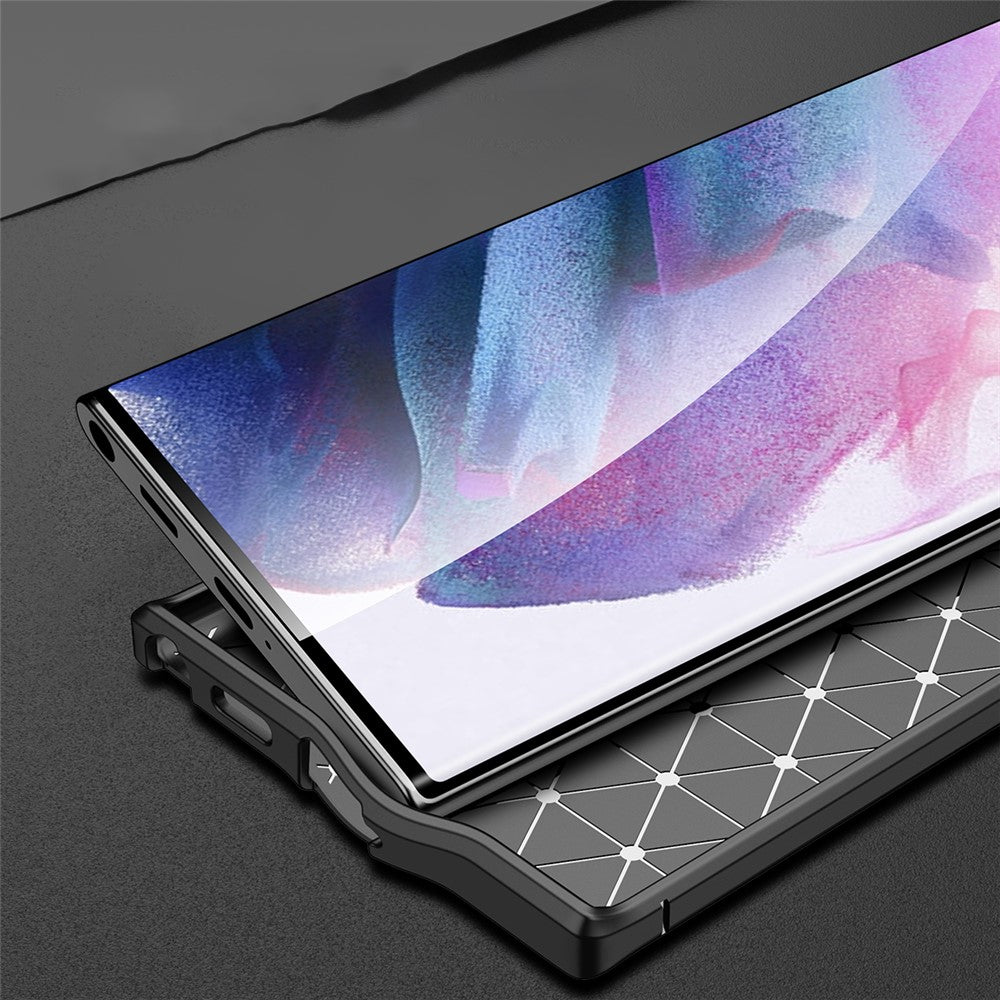 Litchi Texture Flexible TPU Mobile Phone Protector Back Case for Samsung Galaxy S22 Ultra 5G