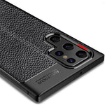 Litchi Texture Flexible TPU Mobile Phone Protector Back Case for Samsung Galaxy S22 Ultra 5G