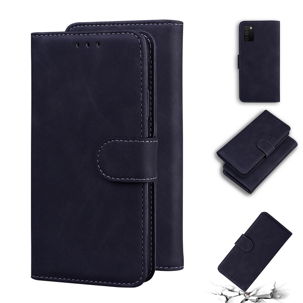 Stødsikkert beskyttende telefoncover i kvalitetslæder med stander og pung til Samsung Galaxy A03s (164,2 mm)