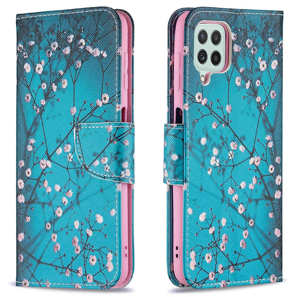 Pungcover med mønsterprint i PU-læder til Samsung Galaxy A22 4G (EU-version)