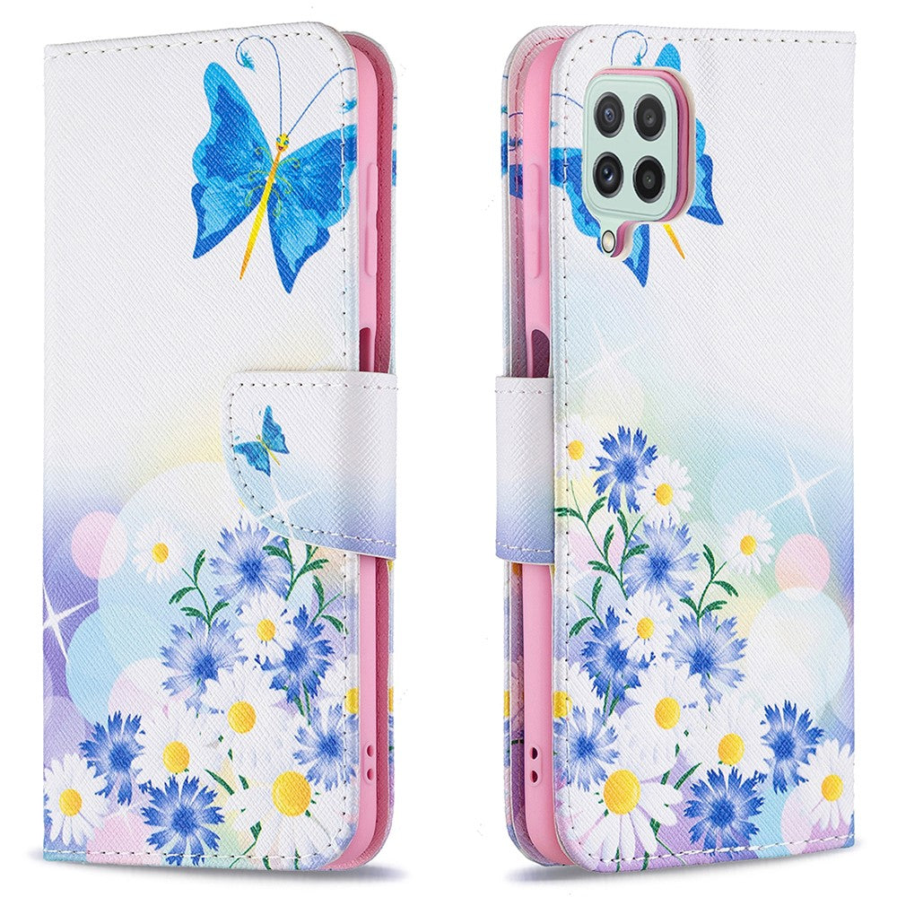 Pungcover med mønsterprint i PU-læder til Samsung Galaxy A22 4G (EU-version)