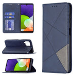 Rombliknande präglade kortfacksdesign i läder för mobilfodral till Samsung Galaxy A22 4G (EU-version)