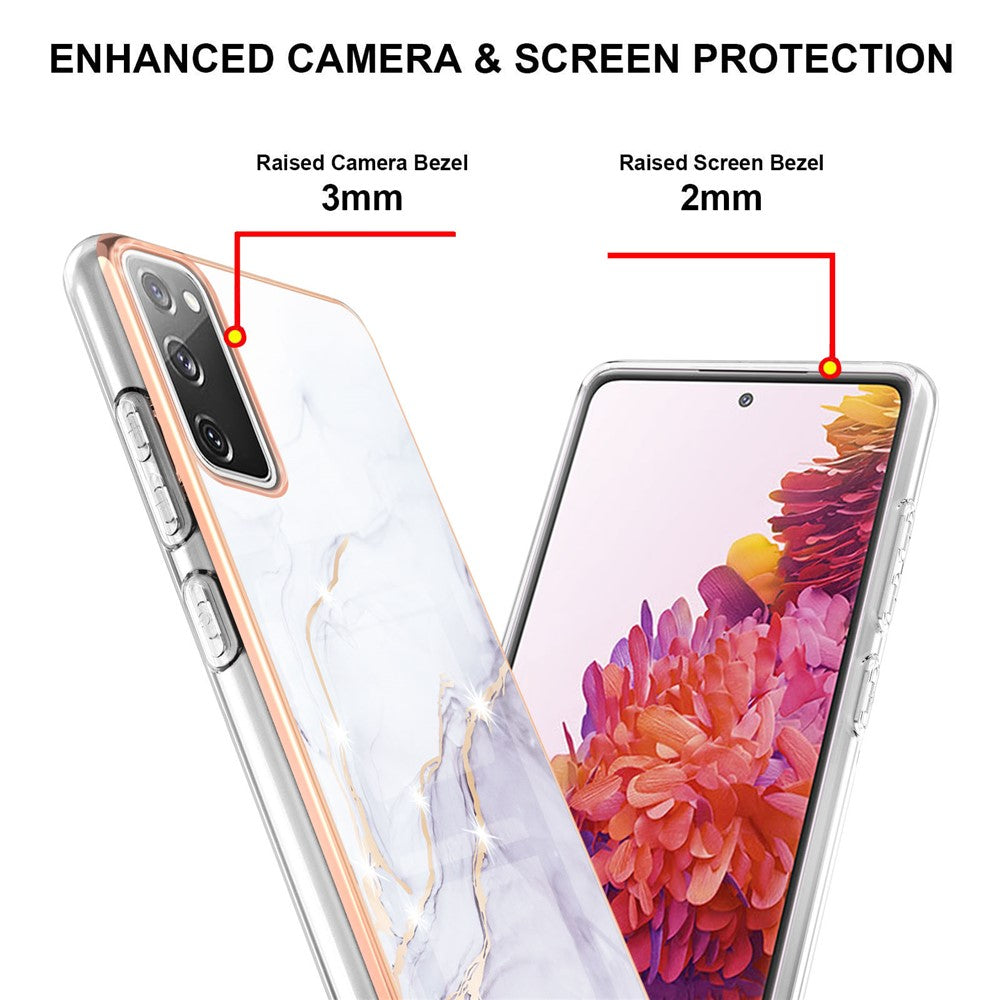 TPU-skal med IMD-marmormönster, elektropläterat bakstycke för Samsung Galaxy S20 FE 4G / 5G / S20 Lite / S20 FE 2022