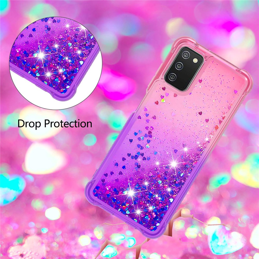 Gradient Quicksand Series Flydende Glitrende Blødt TPU Telefoncover til Samsung Galaxy A03s (164.2mm)
