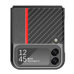 LC.IMEEKE Carbon Fiber Texture PU Leather Coated PC Protective Phone Case Cover for Samsung Galaxy Z Flip3 5G