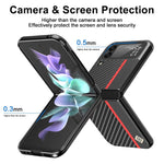 LC.IMEEKE Carbon Fiber Texture PU Leather Coated PC Protective Phone Case Cover for Samsung Galaxy Z Flip3 5G