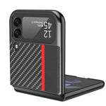 LC.IMEEKE Carbon Fiber Texture PU Leather Coated PC Protective Phone Case Cover for Samsung Galaxy Z Flip3 5G