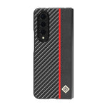 LC.IMEEKE Carbon Fiber Texture Splicing PU Leather Coated Folding Phone Case Shell for Samsung Galaxy Z Fold3 5G
