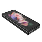 LC.IMEEKE Carbon Fiber Texture Splicing PU Leather Coated Folding Phone Case Shell for Samsung Galaxy Z Fold3 5G