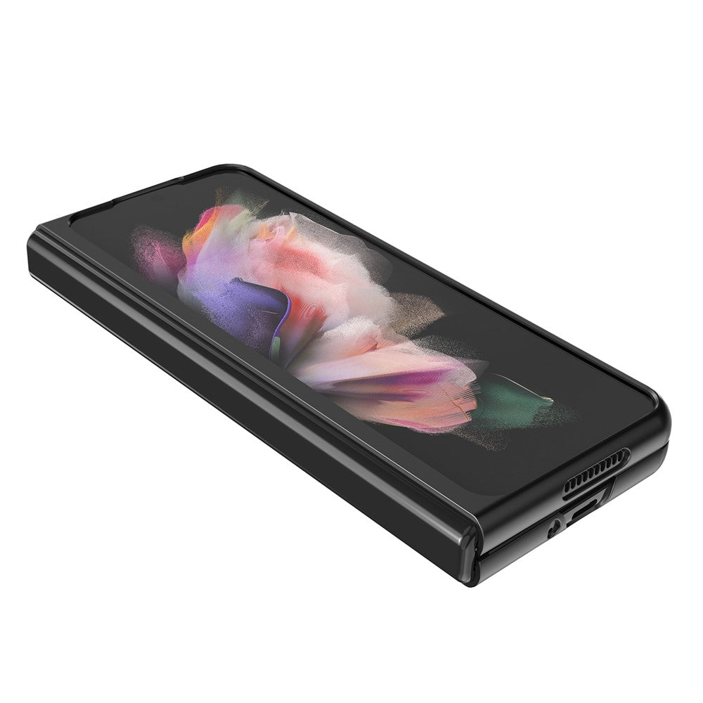 LC.IMEEKE Carbon Fiber Texture Splicing PU Leather Coated Folding Phone Case Shell for Samsung Galaxy Z Fold3 5G