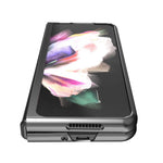 LC.IMEEKE Carbon Fiber Texture Splicing PU Leather Coated Folding Phone Case Shell for Samsung Galaxy Z Fold3 5G