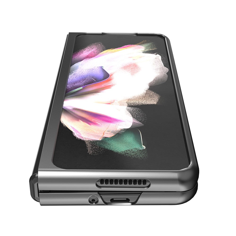 LC.IMEEKE Carbon Fiber Texture Splicing PU Leather Coated Folding Phone Case Shell for Samsung Galaxy Z Fold3 5G