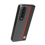 LC.IMEEKE Carbon Fiber Texture Splicing PU Leather Coated Folding Phone Case Shell for Samsung Galaxy Z Fold3 5G