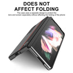 LC.IMEEKE Carbon Fiber Texture Splicing PU Leather Coated Folding Phone Case Shell for Samsung Galaxy Z Fold3 5G