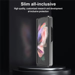 LC.IMEEKE Carbon Fiber Texture Splicing PU Leather Coated Folding Phone Case Shell for Samsung Galaxy Z Fold3 5G