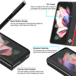 LC.IMEEKE Carbon Fiber Texture Splicing PU Leather Coated Folding Phone Case Shell for Samsung Galaxy Z Fold3 5G