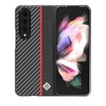 LC.IMEEKE Carbon Fiber Texture Splicing PU Leather Coated Folding Phone Case Shell for Samsung Galaxy Z Fold3 5G