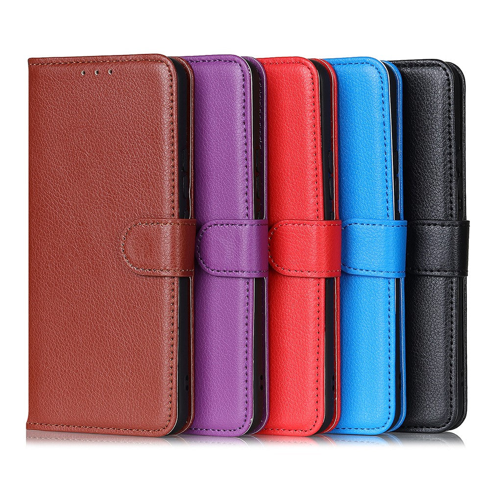 Litchi Texture PU Leather Wallet Case Folio Flip Protective Cover with Horizontal Viewing Stand for Samsung Galaxy S22 5G