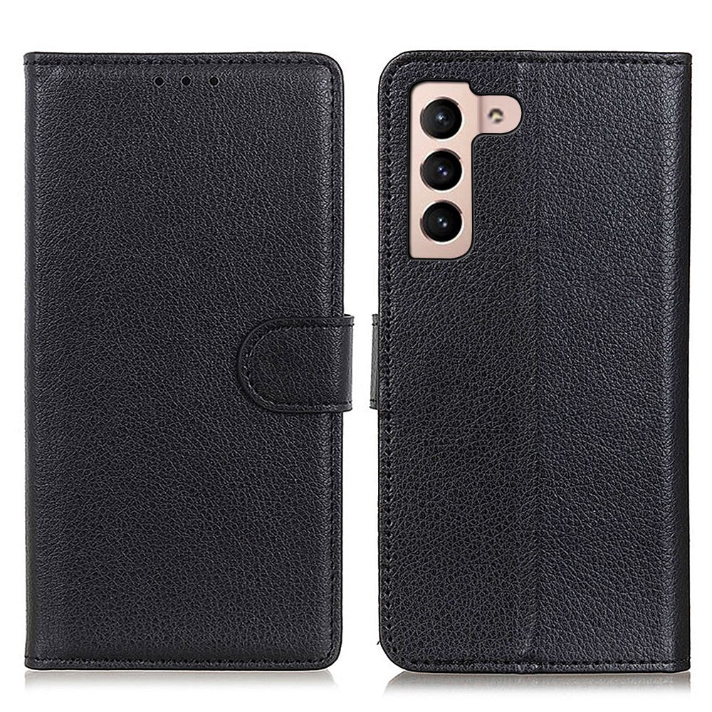 Litchi Texture PU Leather Wallet Case Folio Flip Protective Cover with Horizontal Viewing Stand for Samsung Galaxy S22 5G