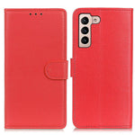 Litchi Texture PU Leather Wallet Case Folio Flip Protective Cover with Horizontal Viewing Stand for Samsung Galaxy S22 5G