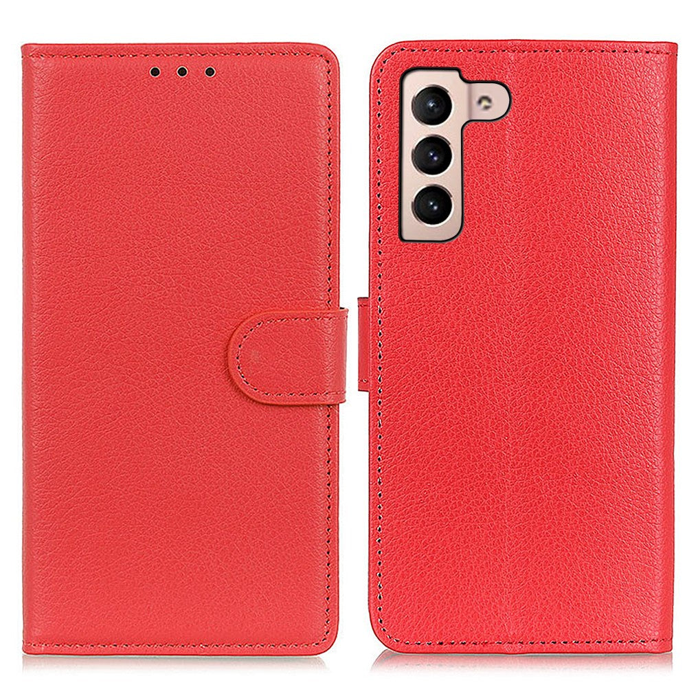 Litchi Texture PU Leather Wallet Case Folio Flip Protective Cover with Horizontal Viewing Stand for Samsung Galaxy S22 5G