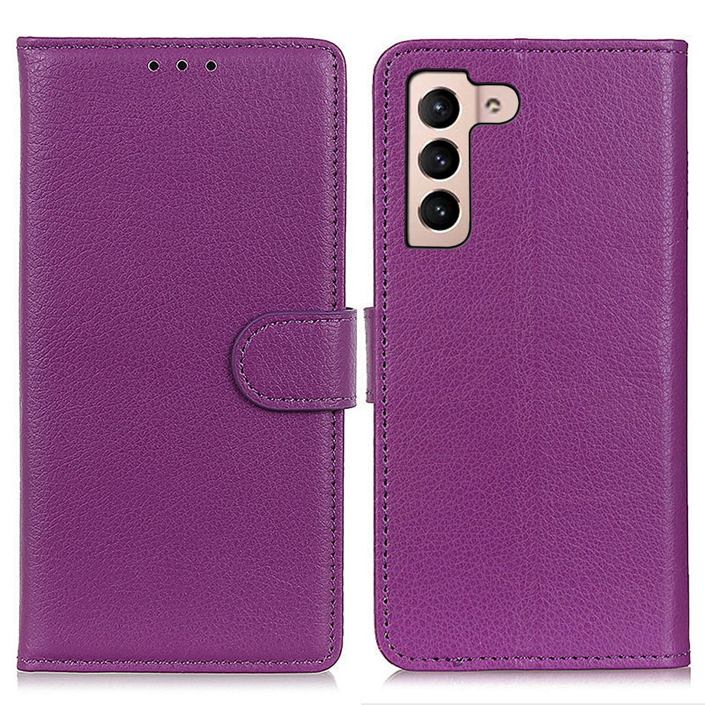 Litchi Texture PU Leather Wallet Case Folio Flip Protective Cover with Horizontal Viewing Stand for Samsung Galaxy S22 5G