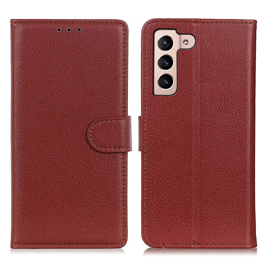 Litchi Texture PU Leather Wallet Case Folio Flip Protective Cover with Horizontal Viewing Stand for Samsung Galaxy S22 5G