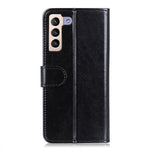 Crazy Horse Texture Magnetic Clasp Anti-Drop PU Leather Wallet Stand Case Folio Flip Protective Cover for Samsung Galaxy S22 5G