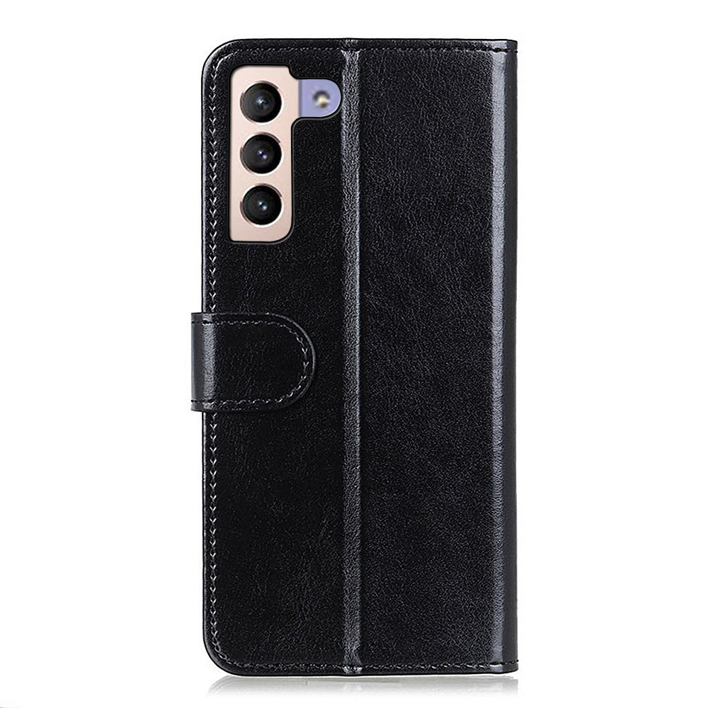 Crazy Horse Texture Magnetic Clasp Anti-Drop PU Leather Wallet Stand Case Folio Flip Protective Cover for Samsung Galaxy S22 5G