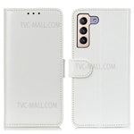 Crazy Horse Texture Magnetic Clasp Anti-Drop PU Leather Wallet Stand Case Folio Flip Protective Cover for Samsung Galaxy S22 5G