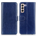 Crazy Horse Texture Magnetic Clasp Anti-Drop PU Leather Wallet Stand Case Folio Flip Protective Cover for Samsung Galaxy S22 5G
