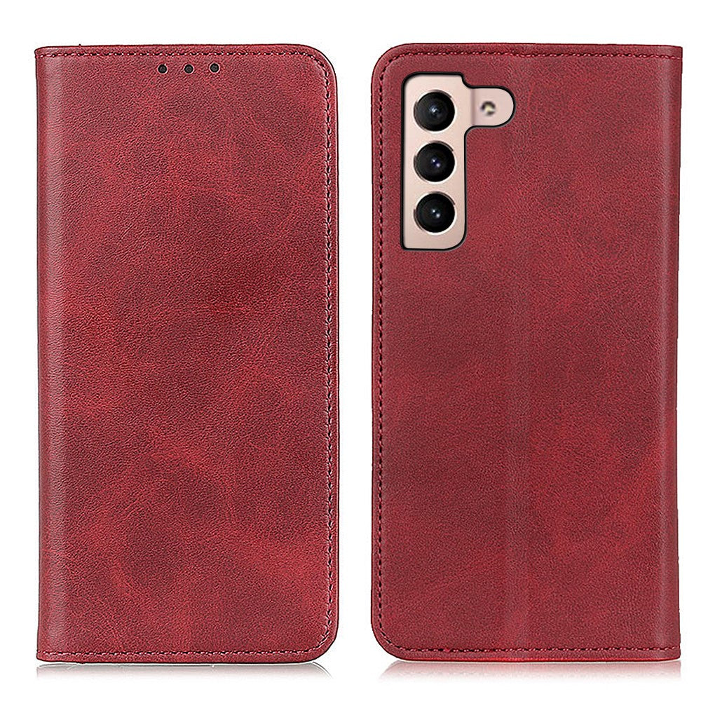 All-Inclusive Auto-absorbed Split Leather Phone Cover with Wallet and Stand for Samsung Galaxy S22 5G