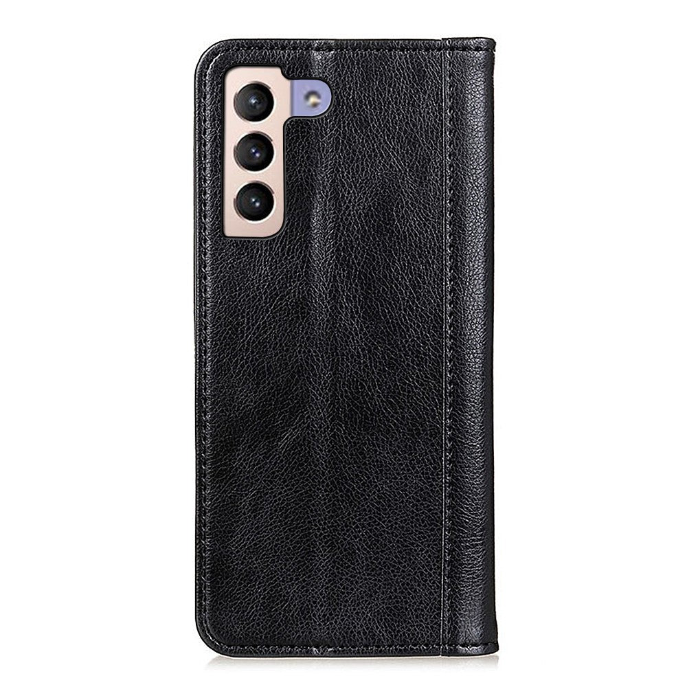 Litchi Texture Wallet Split Leather Phone Case Stand Auto-absorbed Magnetic Closing Flip Shell for Samsung Galaxy S22 5G