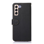 KHAZNEH Scratches Protection RFID Blocking Litchi Texture Leather Wallet Phone Case with Handy Strap for Samsung Galaxy S22+ 5G