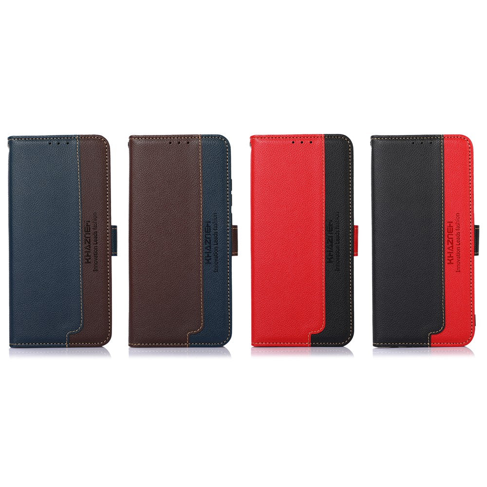 KHAZNEH Scratches Protection RFID Blocking Litchi Texture Leather Wallet Phone Case with Handy Strap for Samsung Galaxy S22+ 5G
