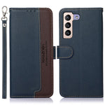 KHAZNEH Scratches Protection RFID Blocking Litchi Texture Leather Wallet Phone Case with Handy Strap for Samsung Galaxy S22+ 5G