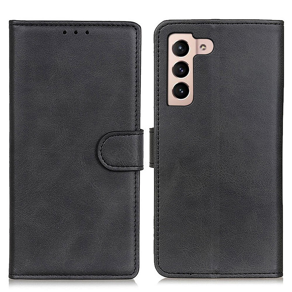 All-around Anti-scratch Phone Protector Cover PU Leather Stand Wallet Case for Samsung Galaxy S22+ 5G