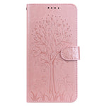 Stand Function Deer and Tree Imprinted PU Leather Wallet Magnetic Shockproof Case for Samsung Galaxy S22 Ultra 5G