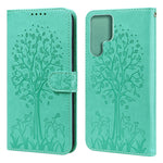 Stand Function Deer and Tree Imprinted PU Leather Wallet Magnetic Shockproof Case for Samsung Galaxy S22 Ultra 5G