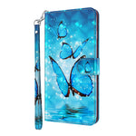 3D Creative Pattern Printing PU Leather Stand Flip Wallet Magnetic Protective Case with Strap for Samsung Galaxy S22 Ultra 5G