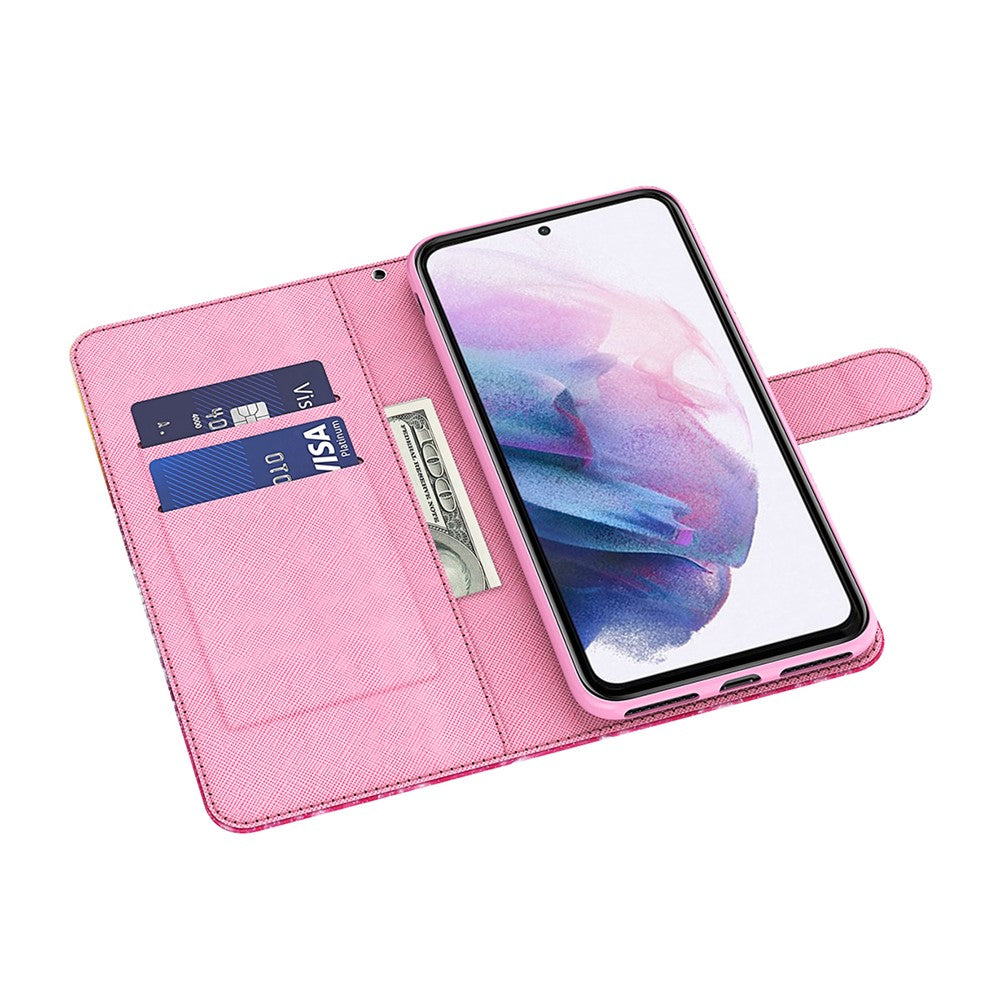 3D Creative Pattern Printing PU Leather Stand Flip Wallet Magnetic Protective Case with Strap for Samsung Galaxy S22 Ultra 5G