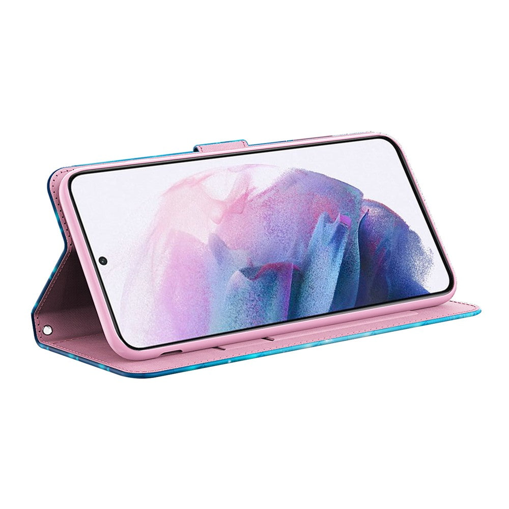 3D Creative Pattern Printing PU Leather Stand Flip Wallet Magnetic Protective Case with Strap for Samsung Galaxy S22 Ultra 5G