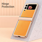3Pcs/Set Separate Design Carbon Fiber Texture Vacuum Electroplating Frame PU Leather Coated PC Phone Cover Case for Samsung Galaxy Z Flip3 5G