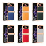 3Pcs/Set Separate Design Carbon Fiber Texture Vacuum Electroplating Frame PU Leather Coated PC Phone Cover Case for Samsung Galaxy Z Flip3 5G