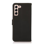 KHAZNEH Ægte Læder Phone Guard Pung Stand Etui med RFID Blokerende Tyverisikret Design mod Aflæsning for Samsung Galaxy S22 5G