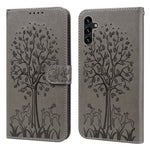 Tegnebogsetui i PU-læder med hjorte- og træprægning, stativ, sammenfoldeligt magnetisk cover til Samsung Galaxy A13 5G / A04s 4G (164,7 mm)