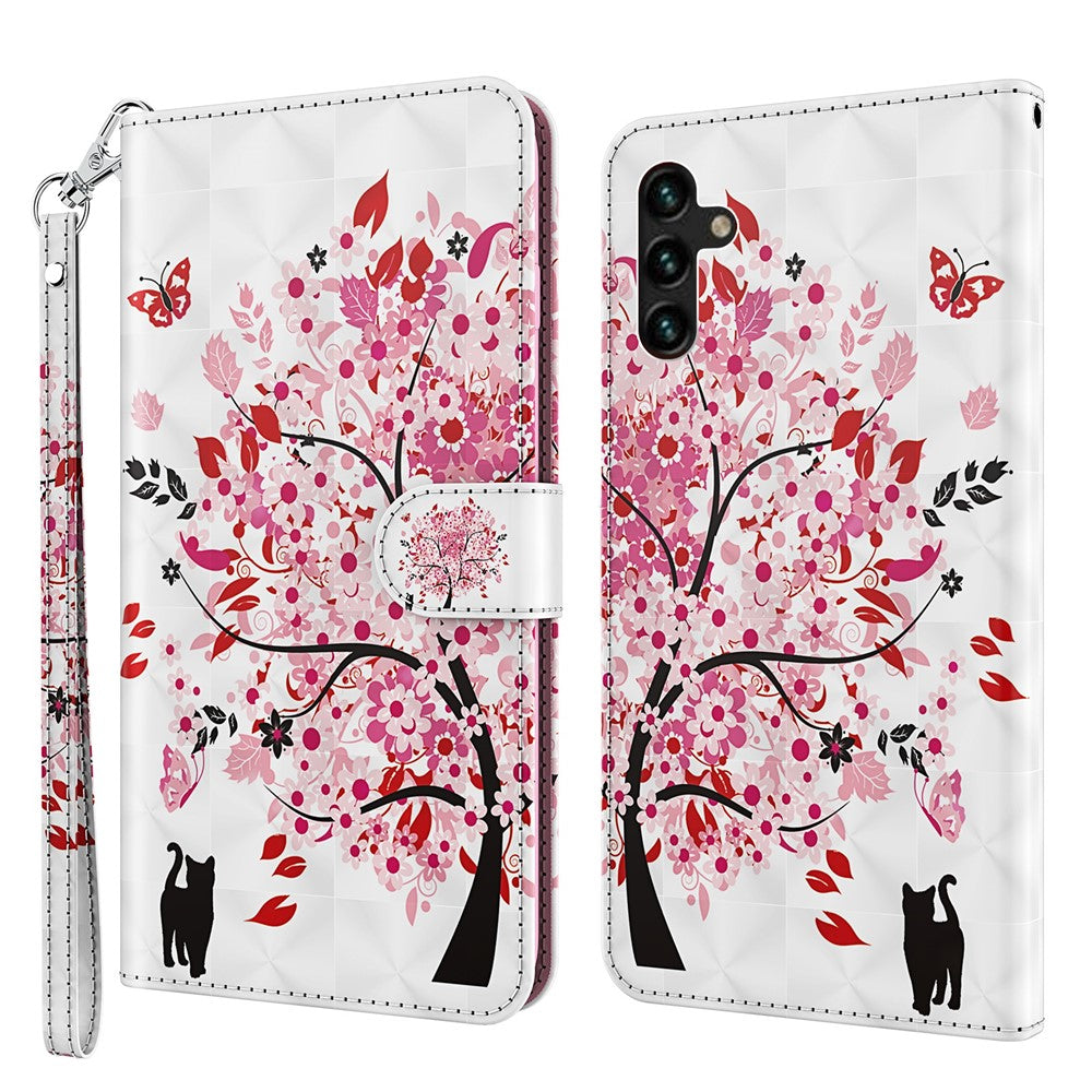 Folio Flip-plånboksfodral med 3D-mönstertryck i PU-läder och rem för Samsung Galaxy A13 5G / A04s 4G (164,7 mm)