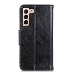 For Samsung Galaxy S22 5G Nappa Texture Split Leather Wallet Stand Flip Protective Cover with Magnetic Closure