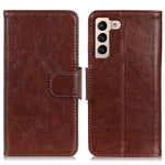 For Samsung Galaxy S22 5G Nappa Texture Split Leather Wallet Stand Flip Protective Cover with Magnetic Closure