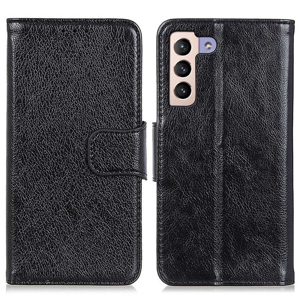 Split Leather Nappa Texture Wallet Stand Flip Protective Cover with Magnetic Closure for Samsung Galaxy S22+ 5G